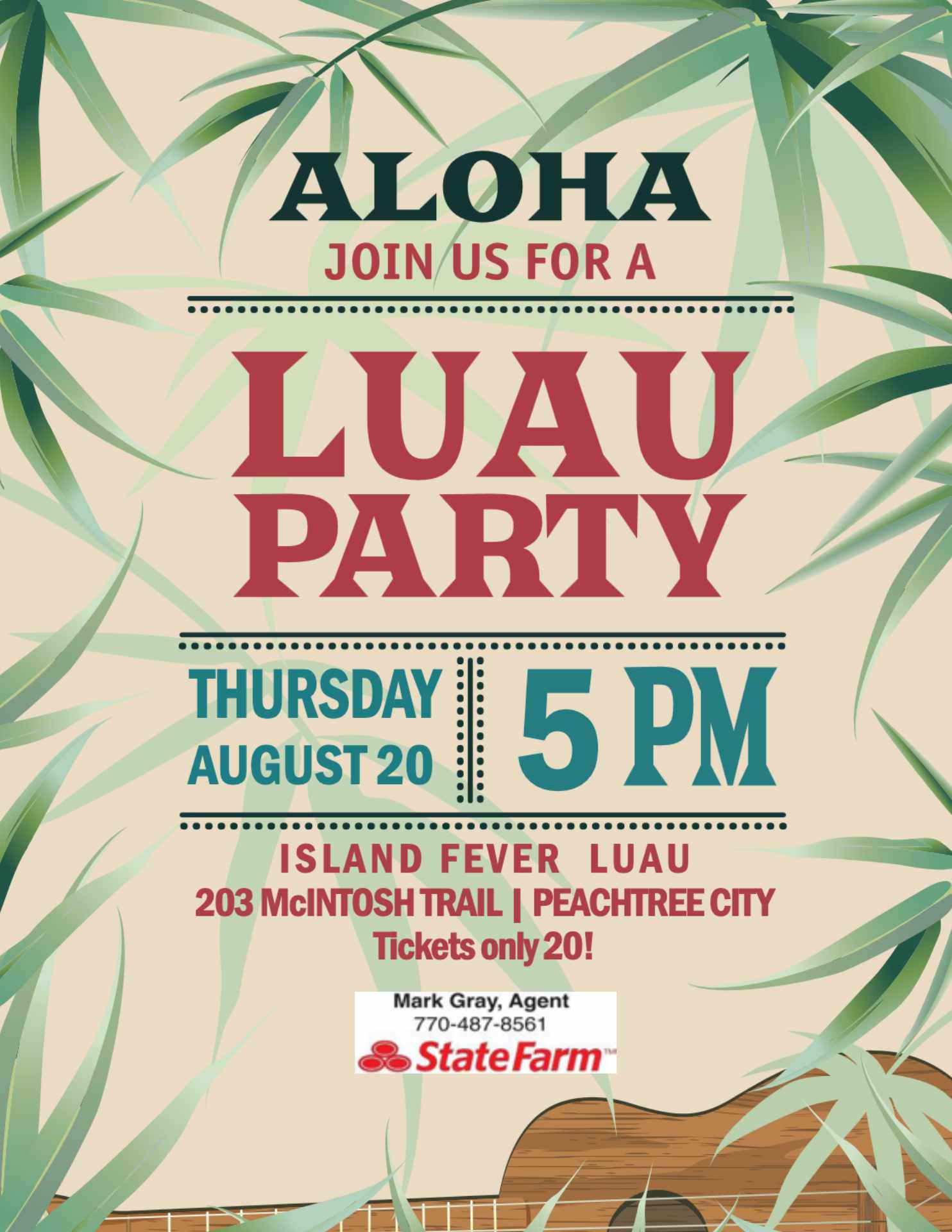 Luau party Aug 2026